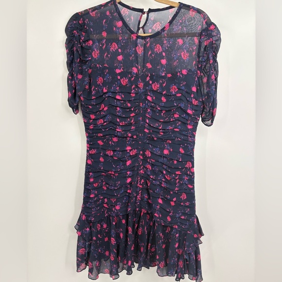 Tanya Taylor Falling Floral Carti silk ruffle boho mini Dress Size 8 - Picture 2 of 16